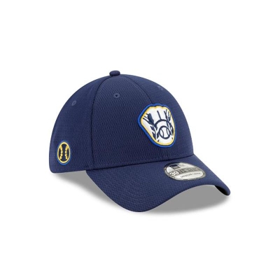 Blue Milwaukee Brewers Hat - New Era MLB 2021 Spring Training 39THIRTY Stretch Fit Caps USA6809523